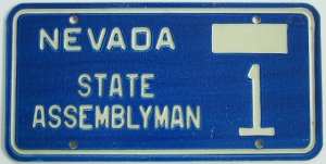 Nevada State Assemblyman 1 License Plate