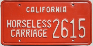 Old California license plates: horseless carriage